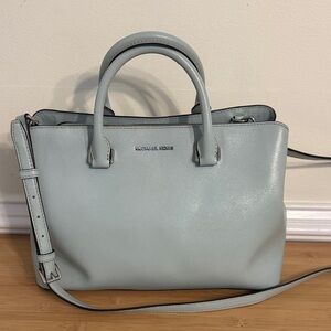 MICHAEL KORS Saffiano Leather M Satchel Crossbody Sky Blue Women’s Handbag
